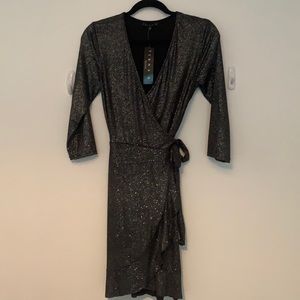 Black sparkle wrap dress. NWT. Size S.